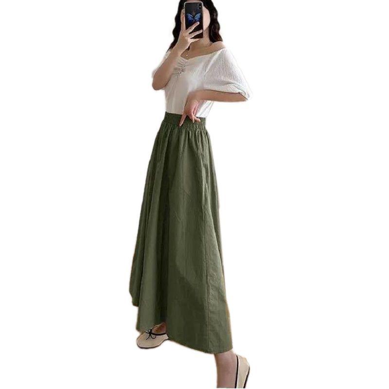 Women Long Skirt Muslimah Plus Size High Waist Plain Maxi Skirt For Casual Wear**