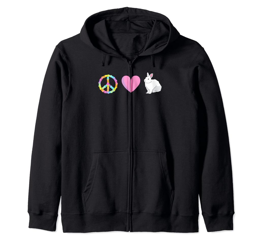 Peace Love Easter Peace Sign Bunny Heart Hippie Gift Zip Hoodie