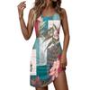 Sleeveless Casual Dress for Women Vintage Floral Print Round Neck Summer Beachwear Lightweight Comfortable Fit