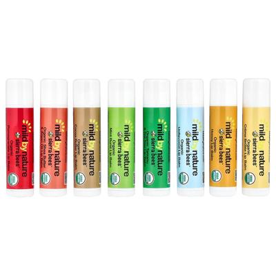 Mild By Nature, Sierra Bees™, Organic Lip Balm Combo Pack, 8 Pack, 4.25 G (0.15 Oz) Each