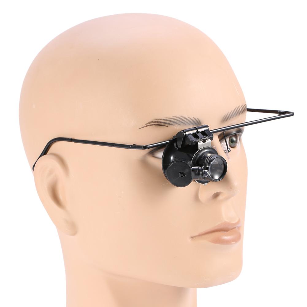 20X Magnification Single Eyeglass Magnifying Jeweler Watch Repair LED Light Magnifier