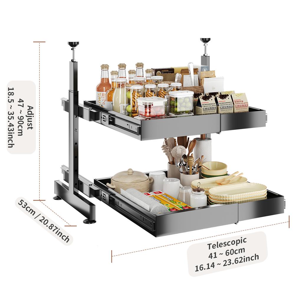 Plate Crystal Guide Rail Telescopic Storage Tray (Liftable Model)