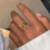 Yori 2025 Minimalist Stainless Steel Star Moon Open Ring 18K Gold Plated Thin Finger Jewelry Basic Style Wholesale