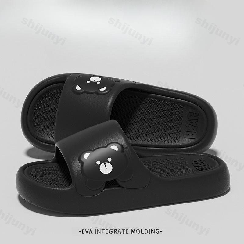 Fashion Cartoon Bear Women Slippers Couple Summer Cute Soft EVA Home Bathroom Non Slip Slippers Indoor Flat Flip-Flop Sandalias De Mujer