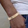 Jewelry Stainless Steel Stretch Bracelet for Women, Flexible Wide Wristband Bangle Bracelets Decorated Golden Pattern
