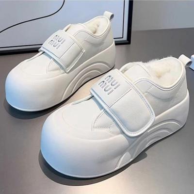 Velcro Women's New Autumn and Winter Velvet Thickened and Heightened Thick-soled Versatile Big-headed Bread Shoes Women