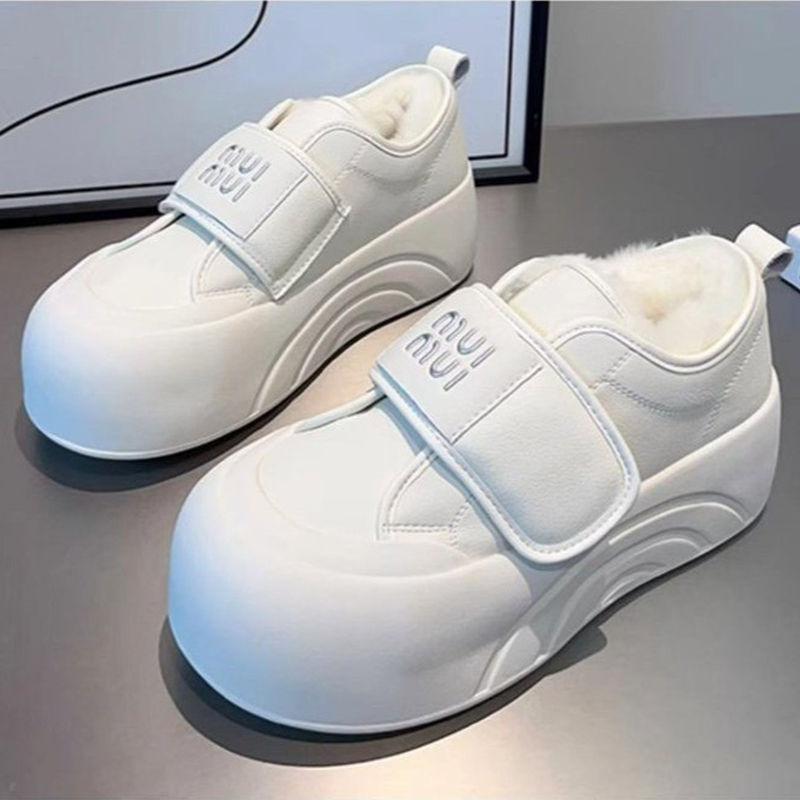 Velcro women's new autumn and winter velvet thickened and heightened thick-soled versatile big-headed bread shoes women