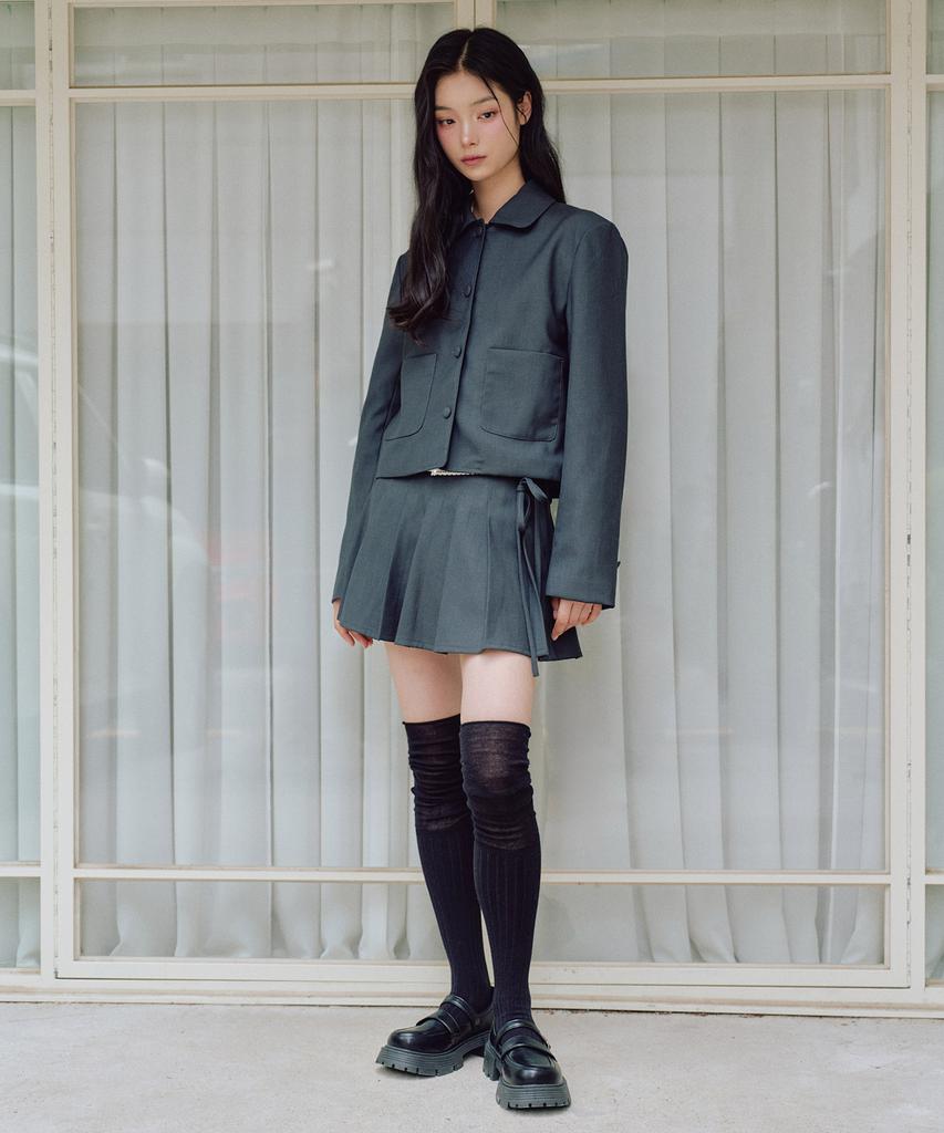 Short Jacket With Zeroplanet Ribbon [Charcoal]