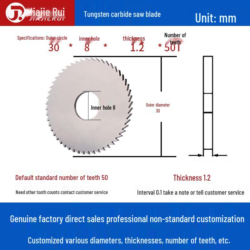 Tungsten Carbide Circular Saw Blade Milling Cutter for Slotting - Outer Diameters: 20/30/40/60/80/100