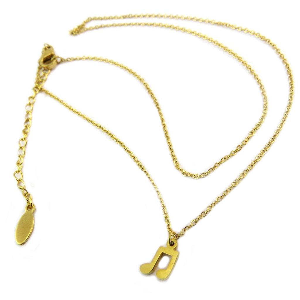 Les Trésors De Lily [P8053] - Golden 'Music Notes' Steel Necklace (semiquaver) - 7x5 Mm