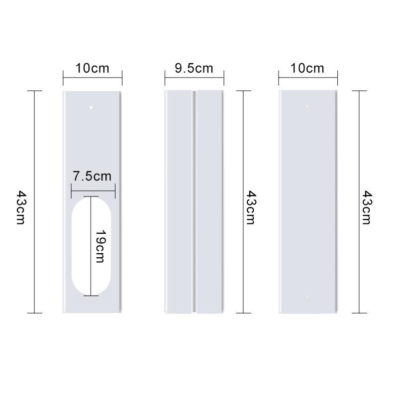 4-teiliges verstellbares Fensterdichtungsplatten-Set für tragbare Klimaanlagen, 43-140cm Länge mit 130mm Flachdüse & 43×10cm Ablenkblech