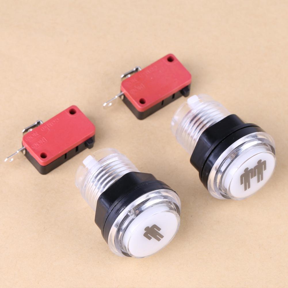 2Pcs LED Illuminated 1P & 2P Start Player Buttons DIY Kit For Arcade Game