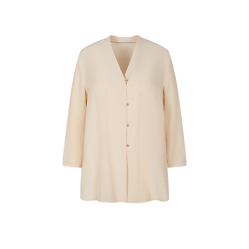 Less Women's V-Neck 3/4 Sleeve Silk Long Blouse