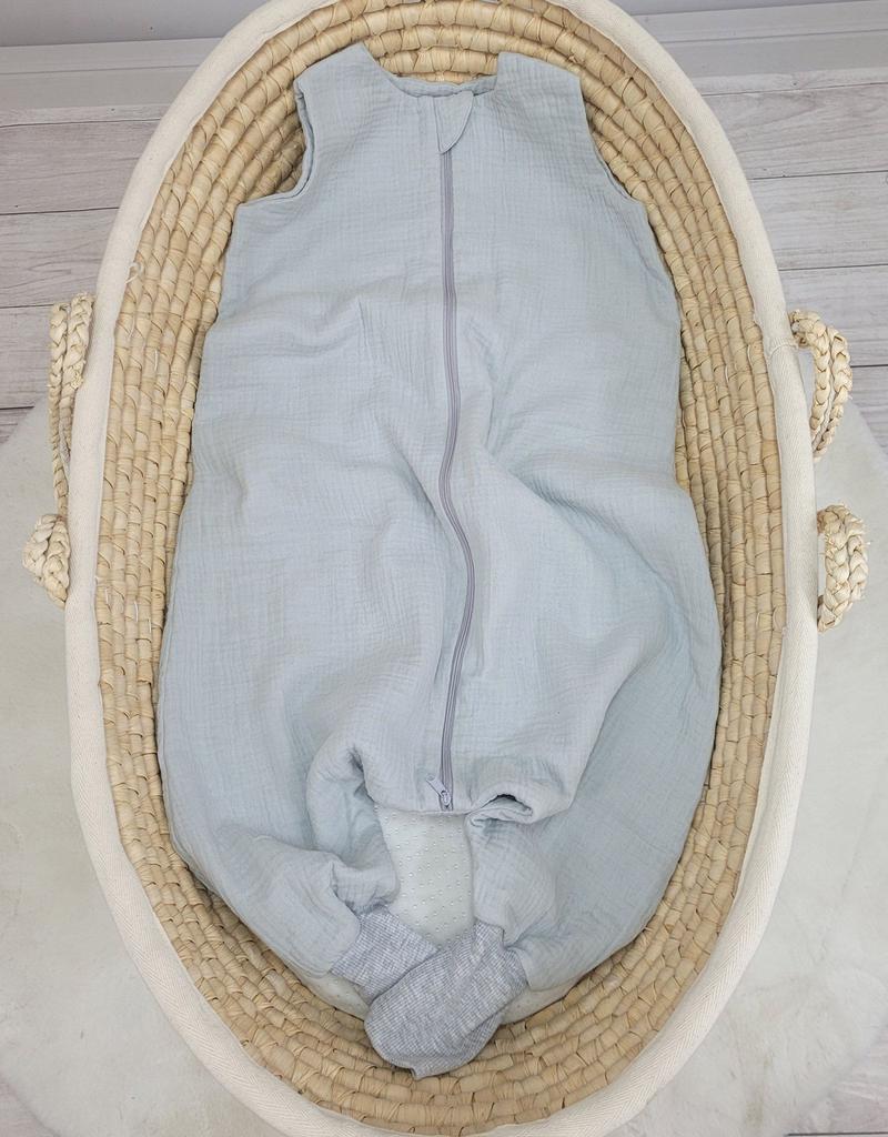 Musselin Schlafsack für Kinder mit Beinen L 9-24 Monate Sommer TOG 1.0 - grau