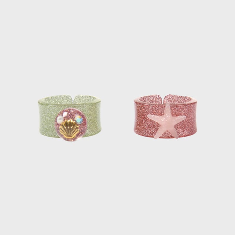 

Eireve SPARKLING SAND RING SET (2 PCS/PINK GREEN) pink green