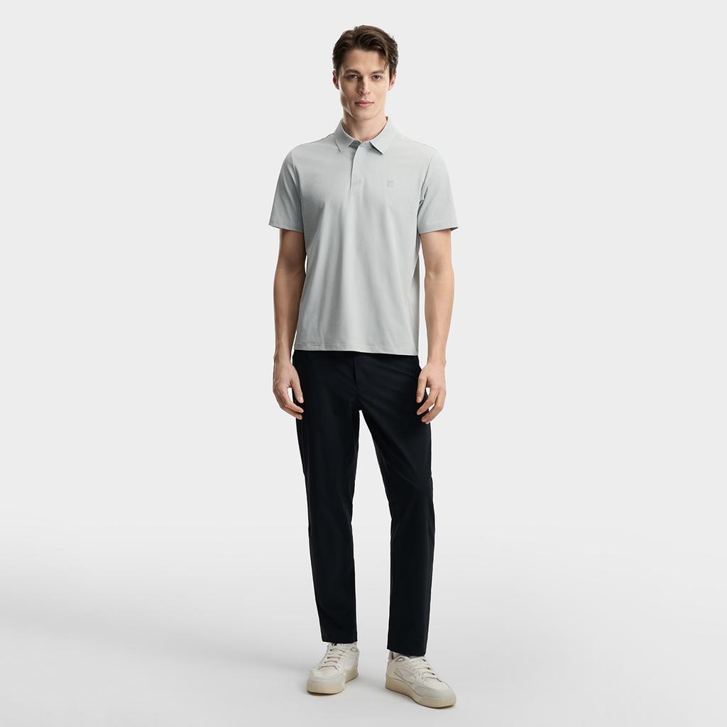FILA F.C. Classic Minimalist Basic Casual Light Business Versatile Comfortable Knitted Short Sleeve Polo Shirt Men tops Storm-Gray F11M621103FGY