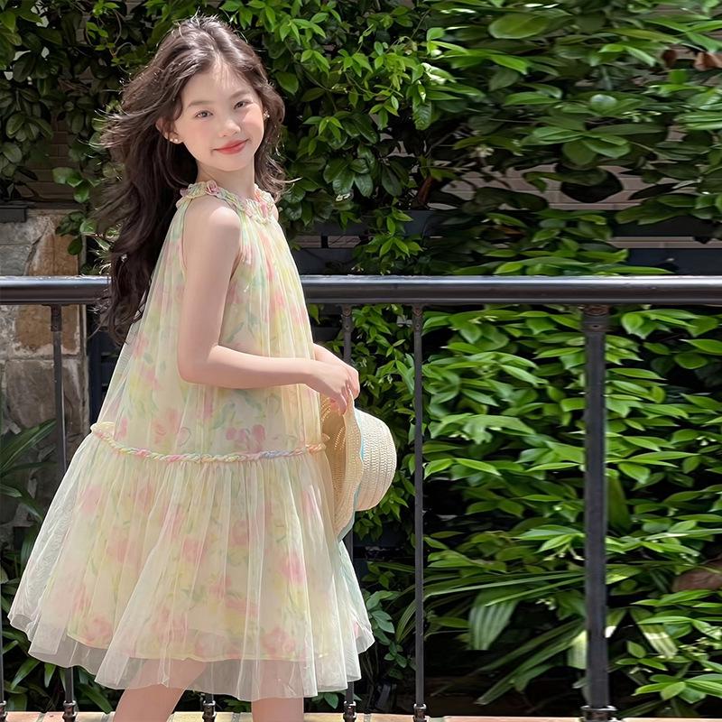 2026 Summer Girls Floral Princess Dress: Stylish and Lightweight 130cm