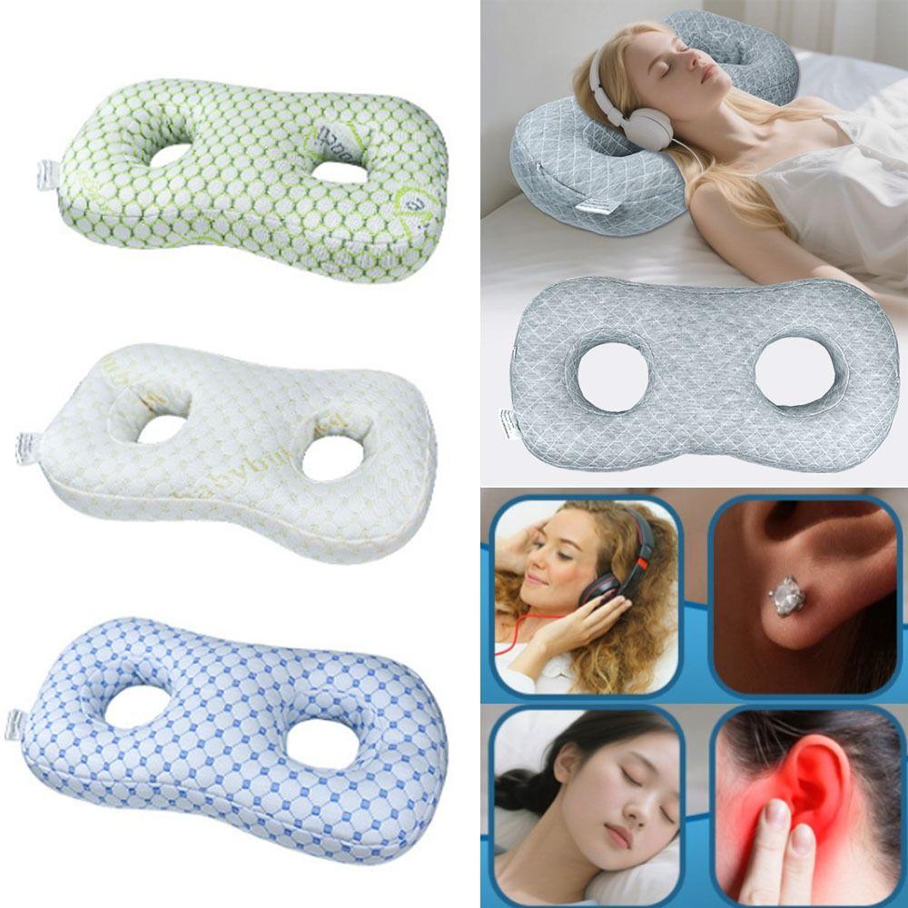 Two Ear Holes Ear Piercing Pillow Ergonomic Breathable Pillow with Ear Hole Comfortable Cotton Filling Earring Pillow