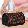 Double Layer Pencil Case, Vibrant Printed Pencil Pouch with Close - Up of Coffee Beans Design, Fashion Storage Bag, Portable Pencil Case with Zipper,