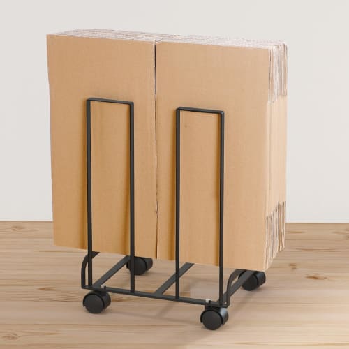 FUNHOO Cardboard Storage Rack (Black) - Keeps Cardboard Boxes In a Fixed Place | Compact, Simple, and Stylish with Casters | Stand | Space-Saving Stor