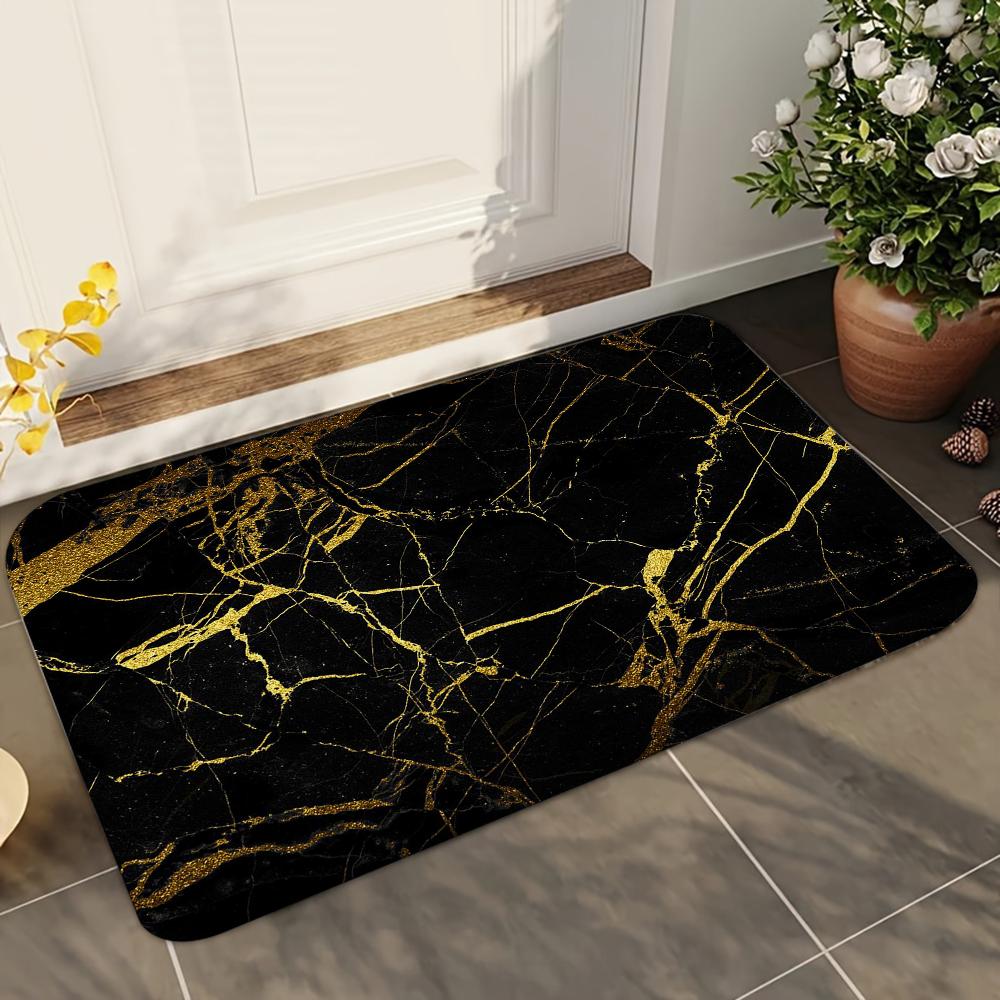 1pc Luxury Golden Marble Bath Mat Absorbent Anti Slip Soft Carpet for Bathroom Kitchen Home Decor Floor Mat