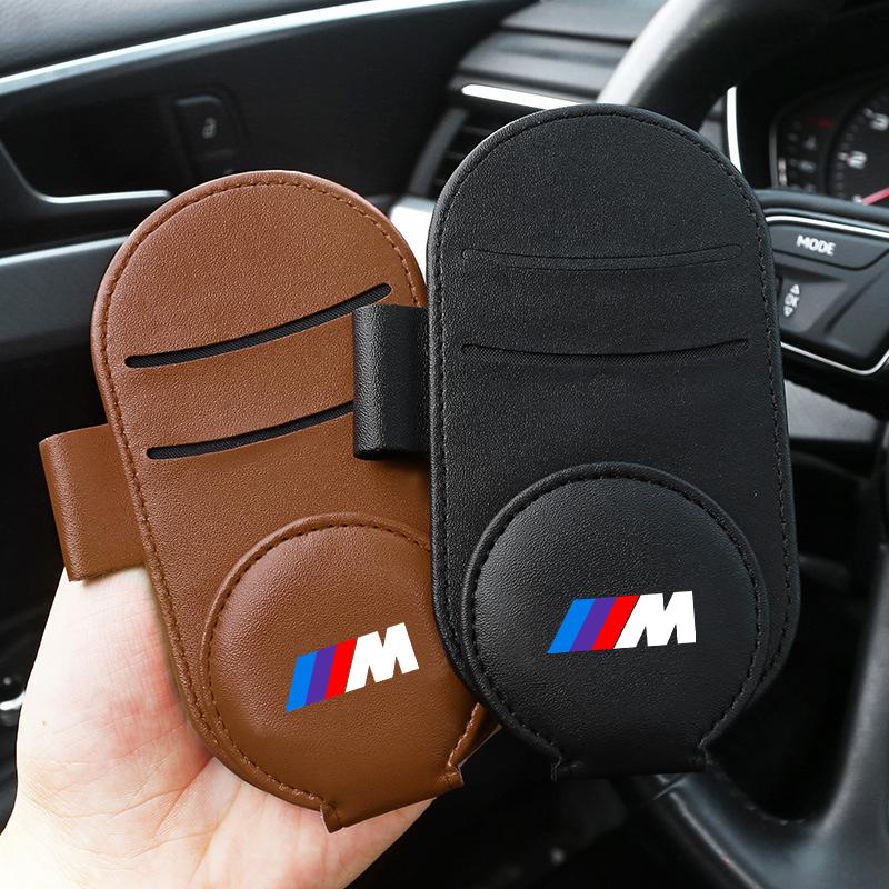 Leather M LOGO Car Glasses Clip Sun Visor Multi-function Sunglasses Clip For BMW M Performance M3 M5 M6 F20 F10 F13 X7 X3 X4 X5 X6 3 4 5 6 7 Series