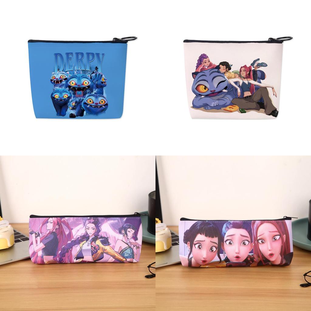 Kpop Demon Hunters Pen Case Large Capacity Pu Storage Bag For Students And Office Use