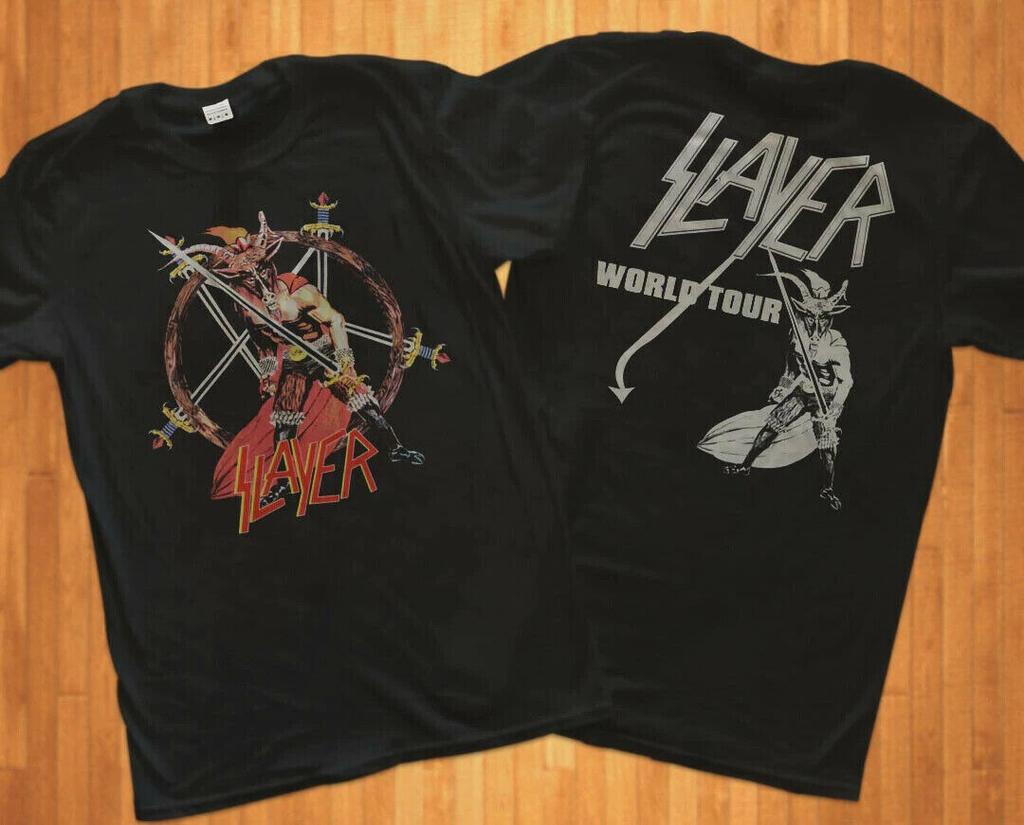 RARE!!!VINTAGE 80S SLAYER WORLD TOUR TSHIRT T SHIRT REPRINT Unisex T-Shirt