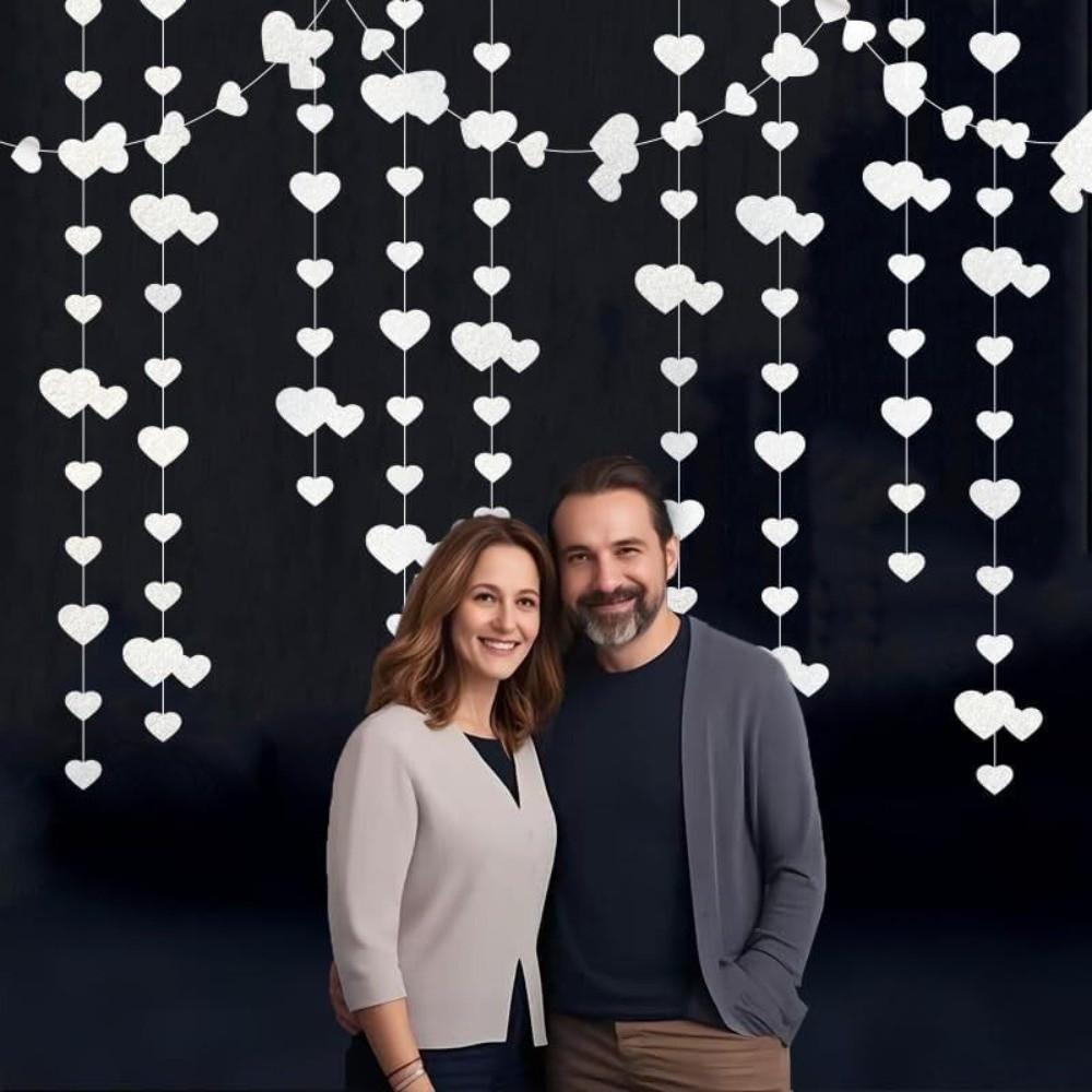 Glitter Hanging Love Streamer Romantic Wedding Garland Love Heart Hanging Curtain Anniversary