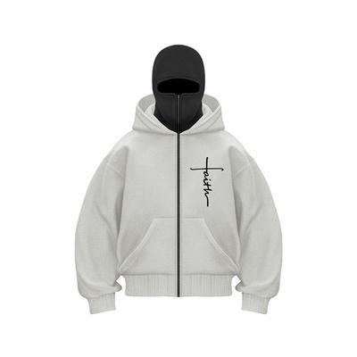 Masken-Reißverschluss-Design Sportjacke Outdoor-Aktivitäten Herren Zip-Hoodie Winter Warm Lässiges Sweatshirt Y2K mit Kapuzengesicht