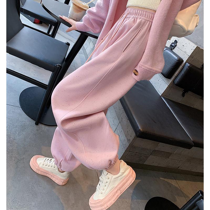 Rainbow Dot Sweatpants Women's Spring and Autumn New High-waisted Loose Casual Lazy Pink Sweatpants