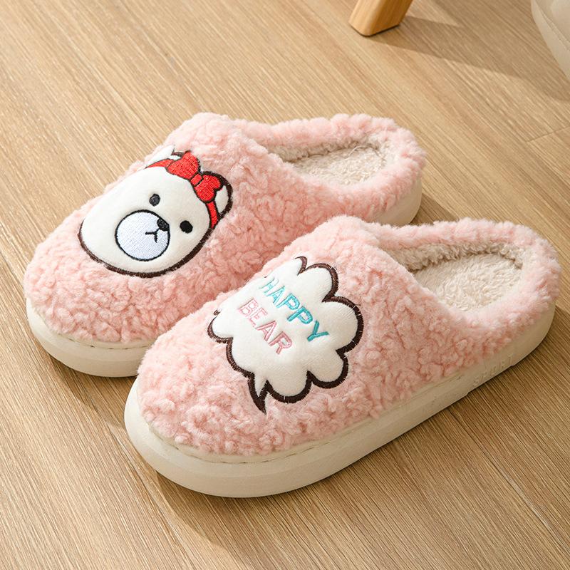 Cotton slippers women's velvet thermal slippers winter cotton drag couple cotton shoes men's thick-soled wool slippers shoes