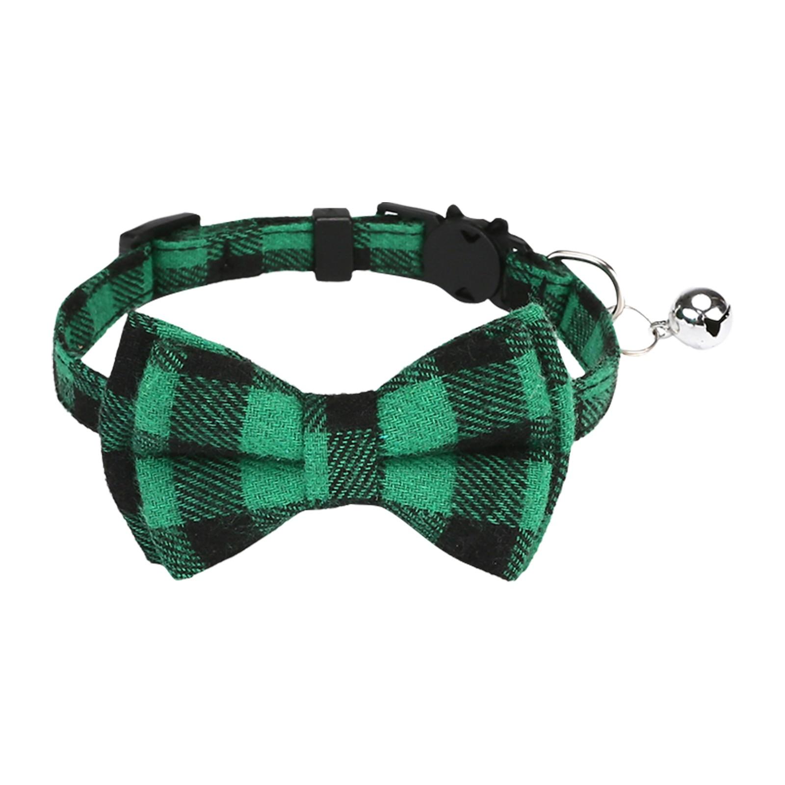 

Нашийник для домашніх тварин, англійський нашийник, ремінець для котів, безпечне гніздо для голови кота, нашийник із бантом і дзвіночком для собак, кішок і кроликів One Size зелений