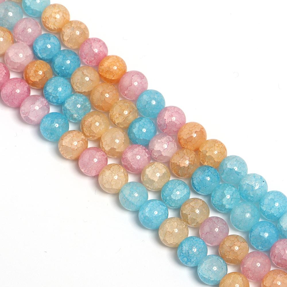 1 Strand 8 10mm Glass Floral Beads Colorful Round Loose Spacer Beads For DIY Charms Jewelry Making Bracelet Necklace Accessories