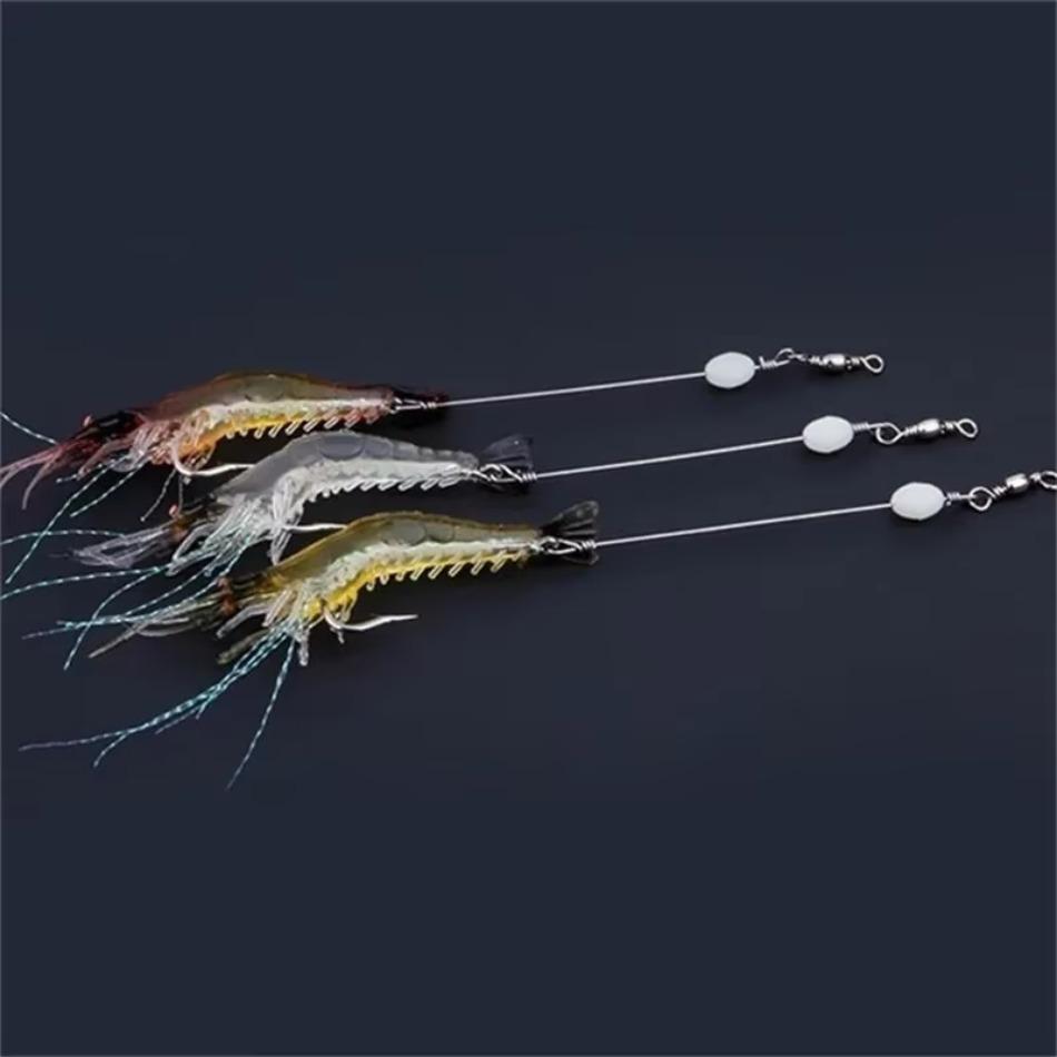 Randomly Select One Luminous Soft Lures Artificial Shrimp Hooks Baits Sinking Tackle 9cm 6g Fishing Lure Accessories