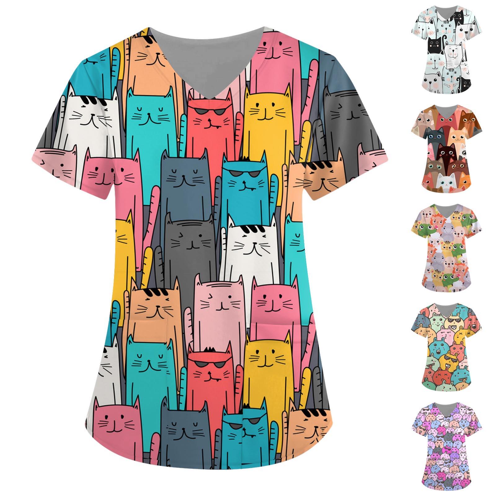 

Женская милая рубашка с короткими рукавами и V-образным вырезом на День святого Валентина, рабочая рубашка с карманами, комбинезон