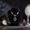 Viktorianische Gothic Halskette Mit Tief Lila Glas Edelstein Legierung Anhänger Für Frauen