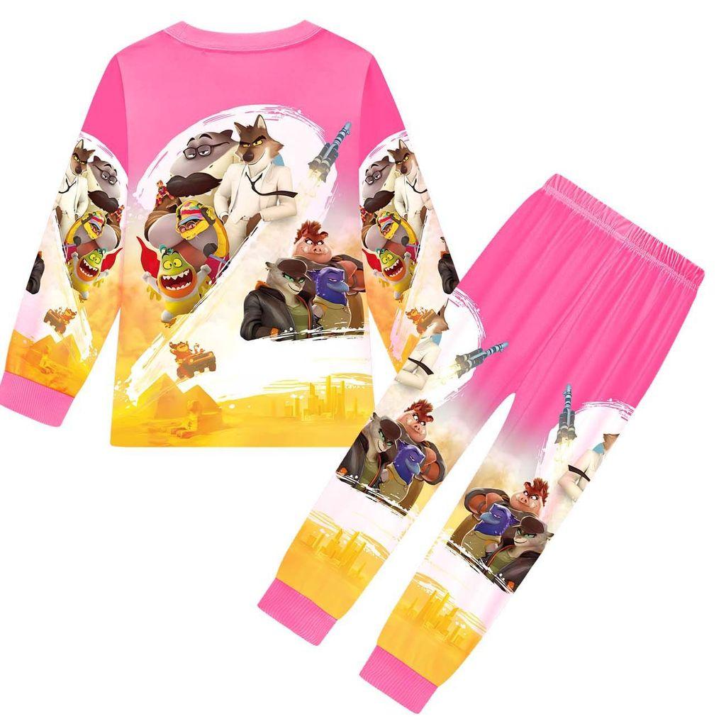 Kids Boys Girls Anime Cartoon Bad Guys Printed Casual Long Sleeves T-Shirt Pants Trousers Clothes Set