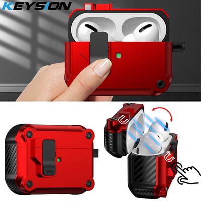 KEYSION Custodia Auricolare Bluetooth per Apple AirPods Pro 2 1 Con Interruttore e Gancio Cover Antiurto in Silicone+PC per AirPods 3 2 1