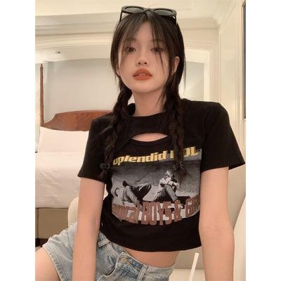 Kurzes Hot Girl T-Shirt für Damen im Sommer Amerikanisch Slim Kurze Ärmel Süß und Würzig Slim Design Studenten-Top