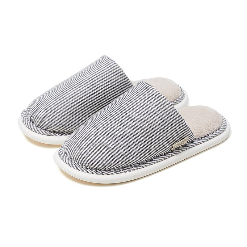 

Excellent cotton women s autumn and winter home slippers indoor non-slip office winter stripes four seasons drag warm men s bedroom 40-41 синий