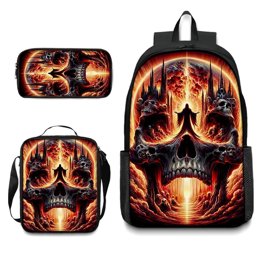 Peripheral backpack, skull schoolbag, student backpack pencil case