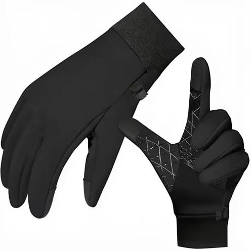Men s Women s Winter Warm Windproof Full Finger Touchscreen Silicone Pull Gloves Running Cycling Lightweight Cold Weather S чёрный