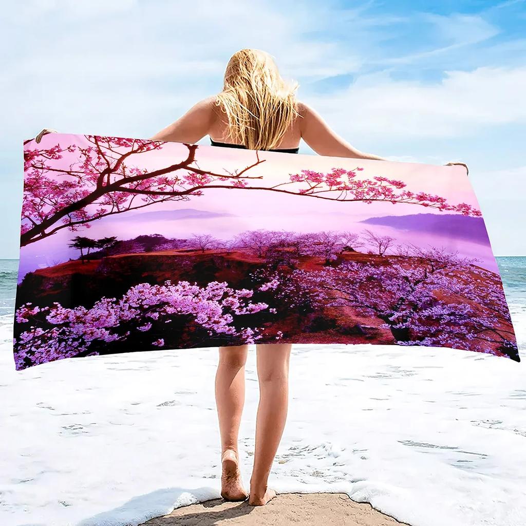 Lightweight Thin Beach Towel Plum Bossom Flower Oversized Microfiber Sand Free Towels Quick Dry Travel Camping Beach Accessories