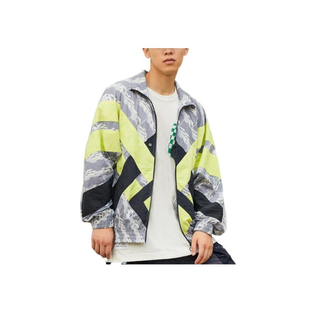 Li Ning Urban Nomad Loose Fit Color Block Long Sleeve Jacket Men Jacket Black Fluorescent-Green AFDSB75-1
