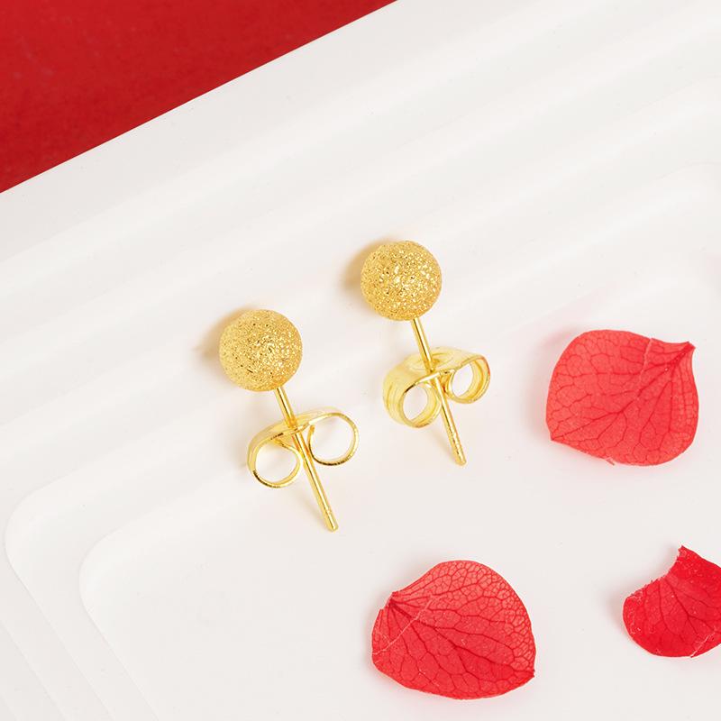 

Серьги-пусеты из матовой меди золотистого цвета - Элегантный дизайн в виде бобов