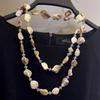 JMXD-Retro Shell Crystal Beaded Long Necklace, Sweater Chain Women's Light Luxury High-end Fashion Temperament Accessories