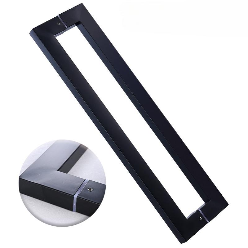 Shower Room Handle Glass Door Handle Stainless Steel Square Dumb Black 300 Mm Hole Bilateral Handle