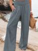 High Waisted Wide Leg Pants with Elastic Waistband, Light Beige Loose Fit Trousers for Women