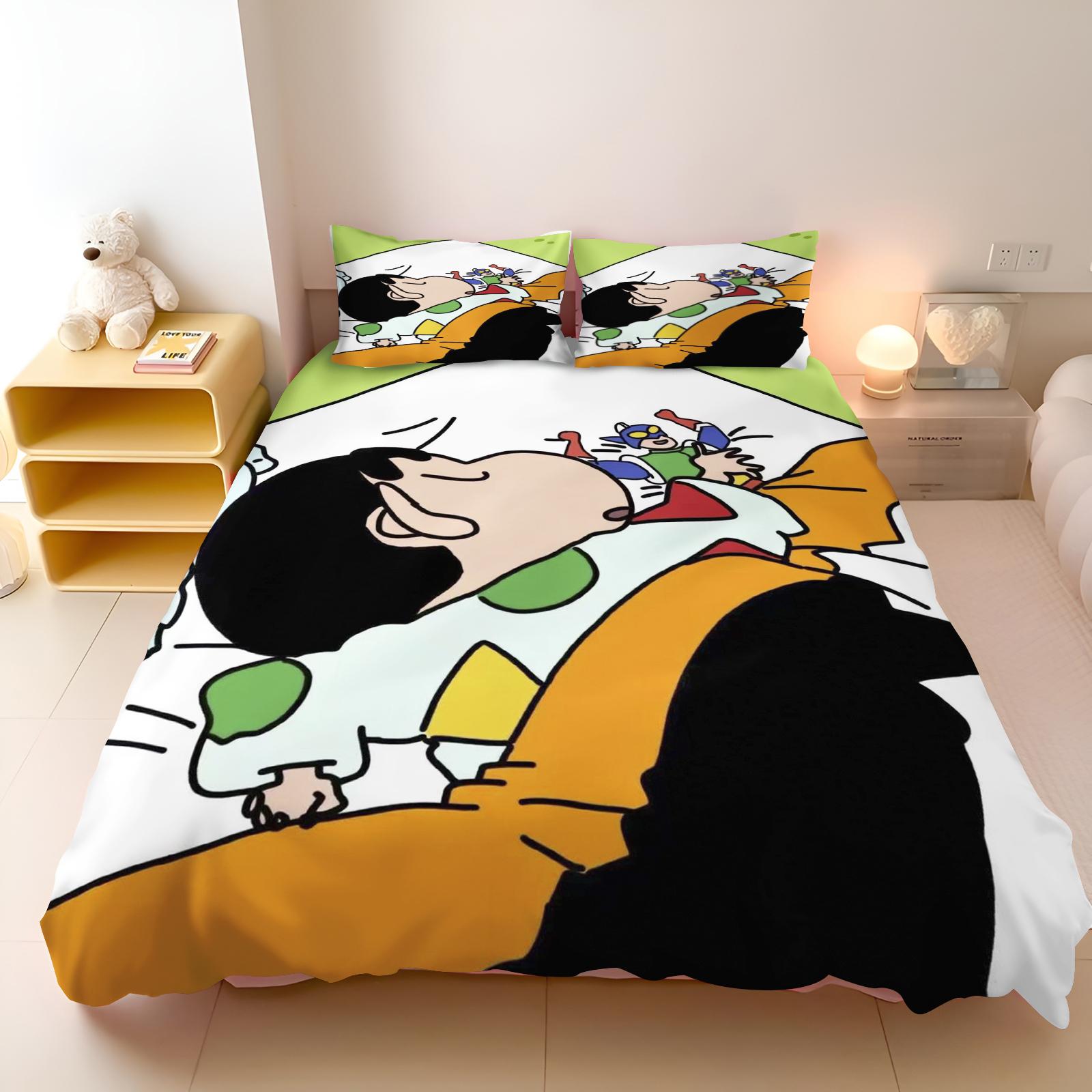 

Crayon Shin-Chan 3-Piece Children S Bedroom Set - Duvet Cover & Co-Branded Mattress Bedding With Printed Design For Kids Home 90X200cm
